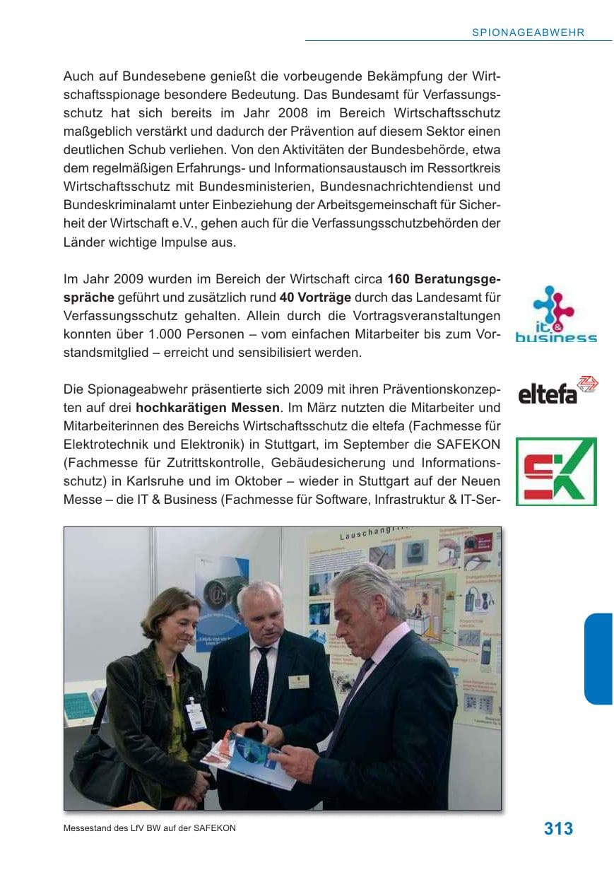 Seite 314 des Verfassungsschutzbericht 2009 Baden-Württemberg