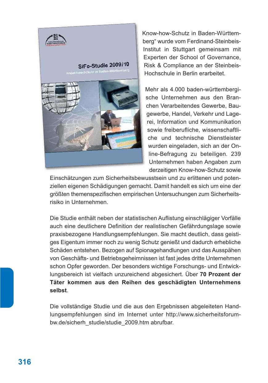 Seite 317 des Verfassungsschutzbericht 2009 Baden-Württemberg
