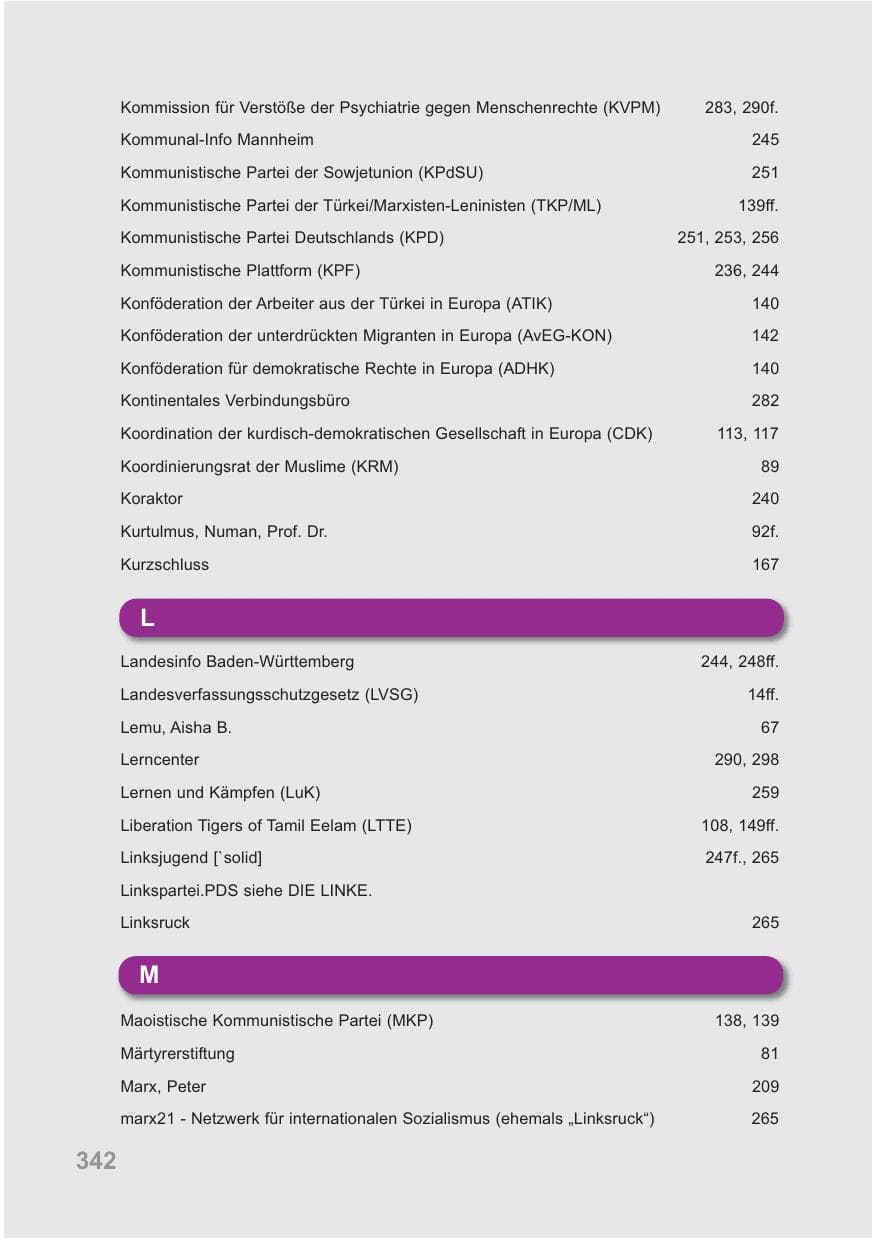 Seite 343 des Verfassungsschutzbericht 2009 Baden-Württemberg
