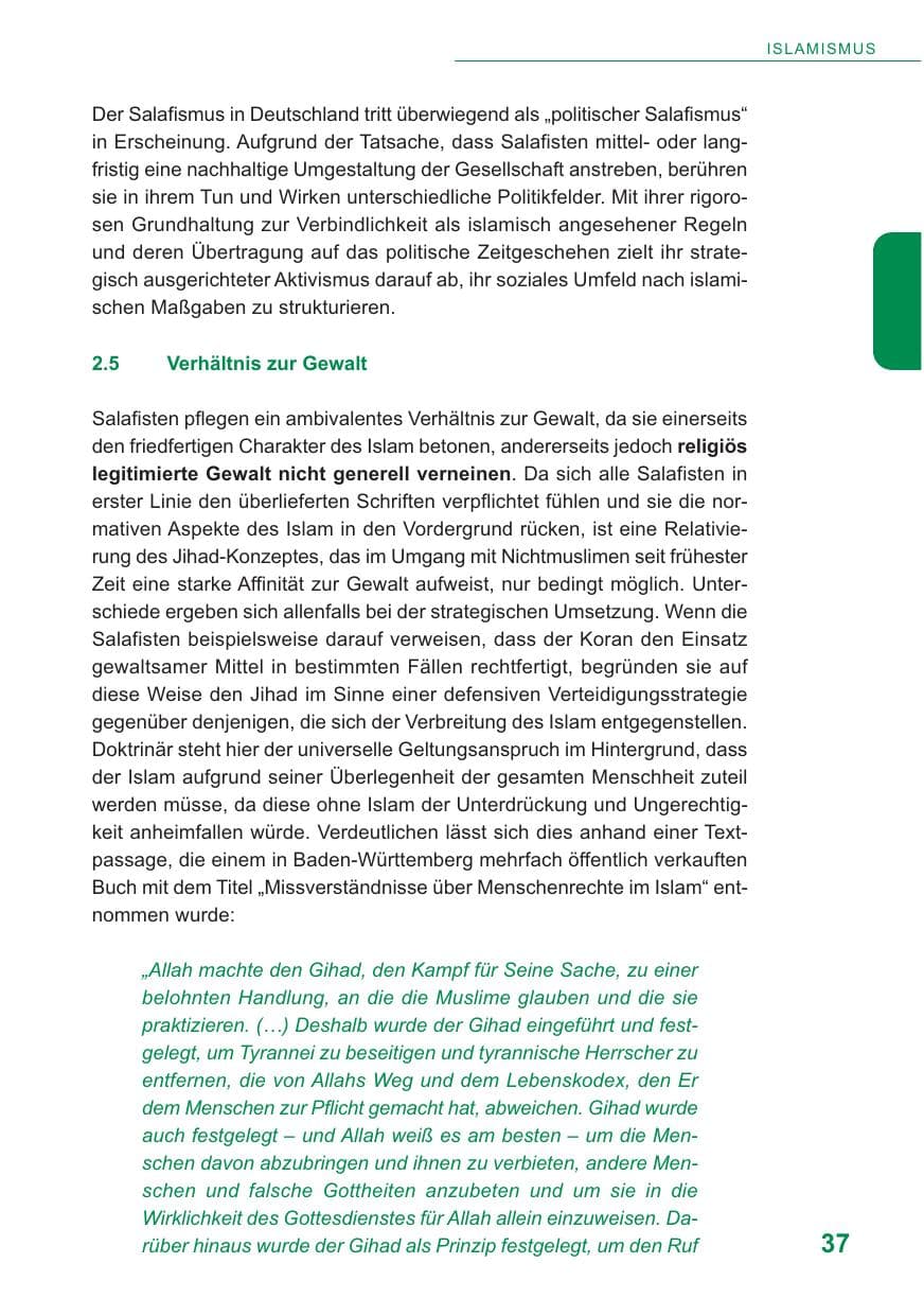 Seite 38 des Verfassungsschutzbericht 2009 Baden-Württemberg