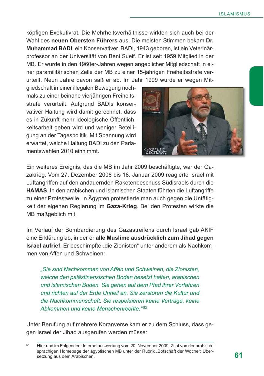 Seite 62 des Verfassungsschutzbericht 2009 Baden-Württemberg