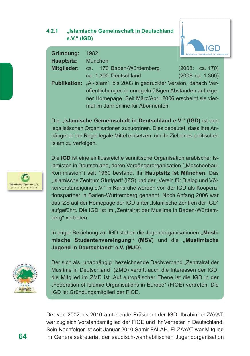 Seite 65 des Verfassungsschutzbericht 2009 Baden-Württemberg