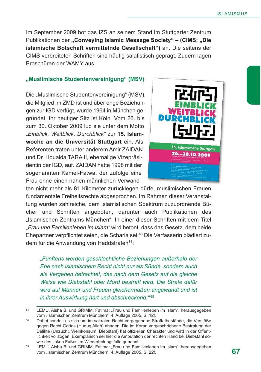 Seite 68 des Verfassungsschutzbericht 2009 Baden-Württemberg