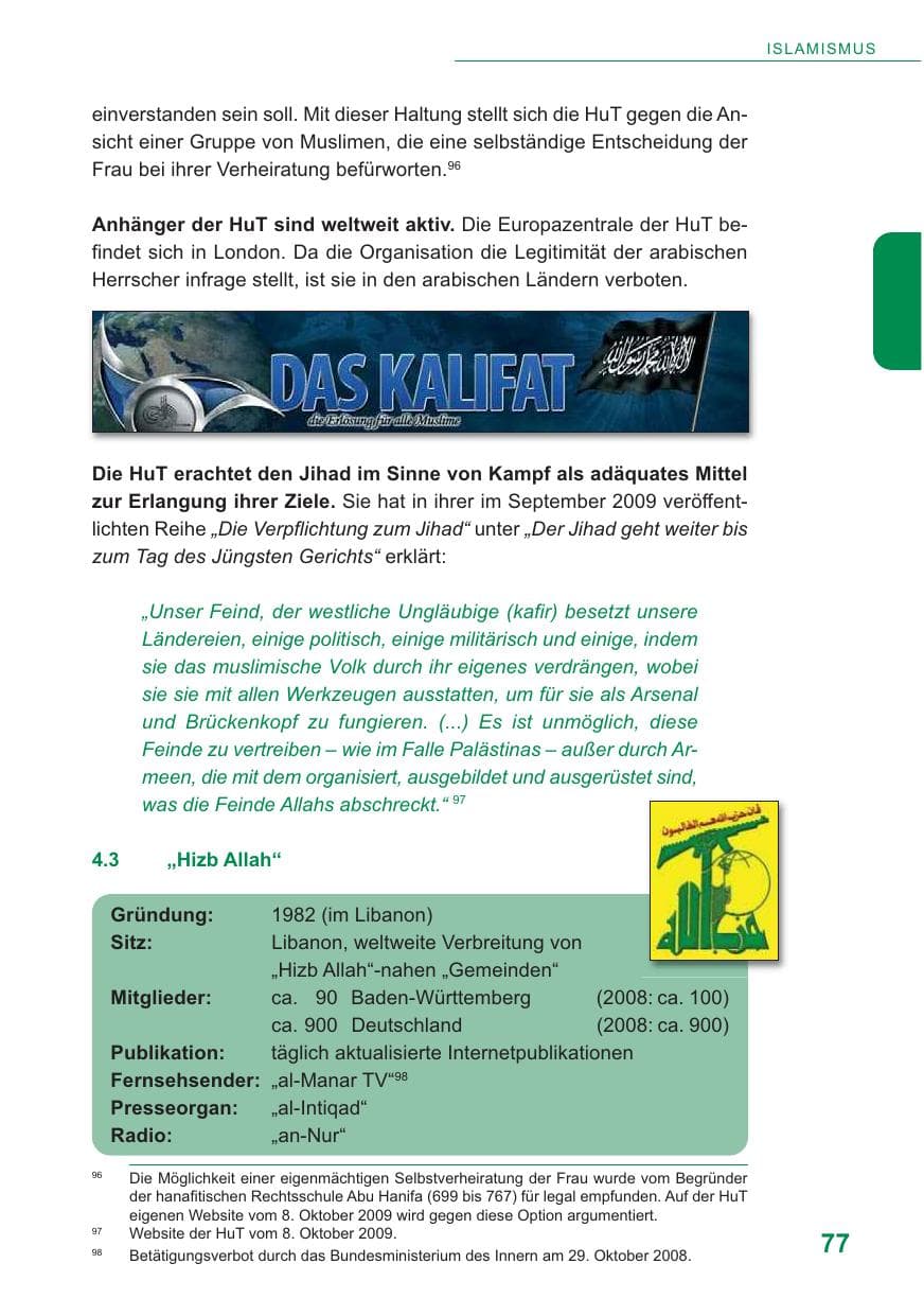 Seite 78 des Verfassungsschutzbericht 2009 Baden-Württemberg