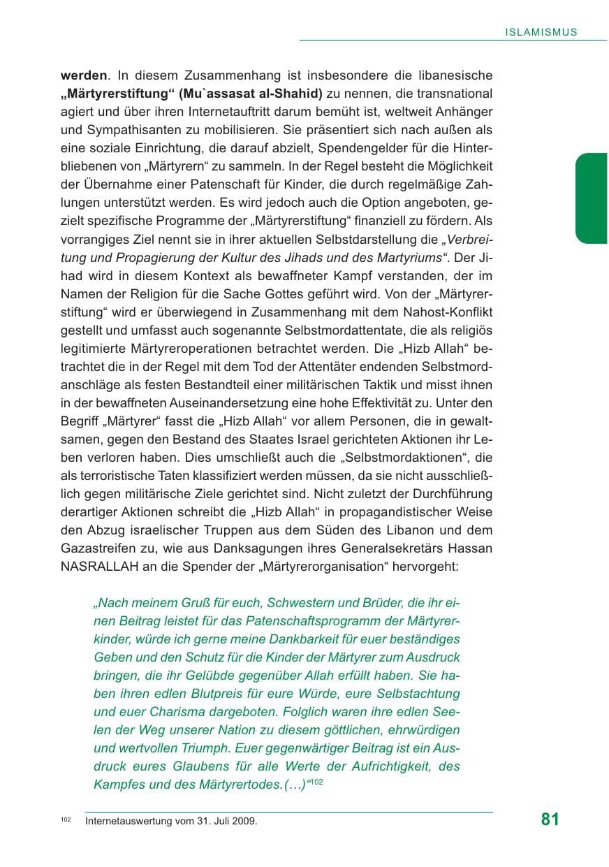 Seite 82 des Verfassungsschutzbericht 2009 Baden-Württemberg