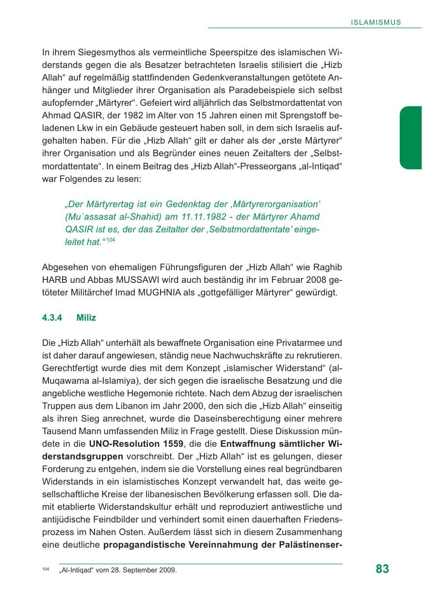 Seite 84 des Verfassungsschutzbericht 2009 Baden-Württemberg