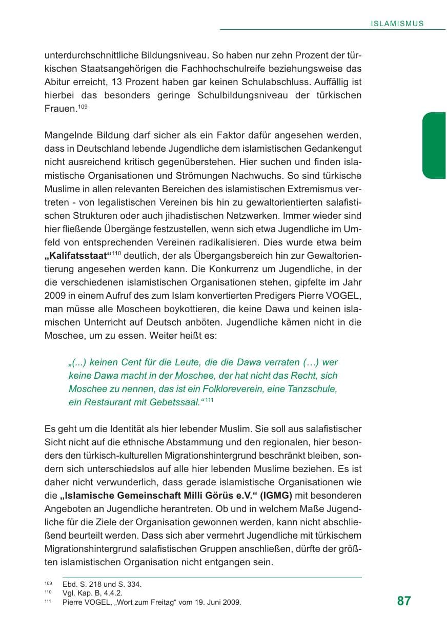 Seite 88 des Verfassungsschutzbericht 2009 Baden-Württemberg