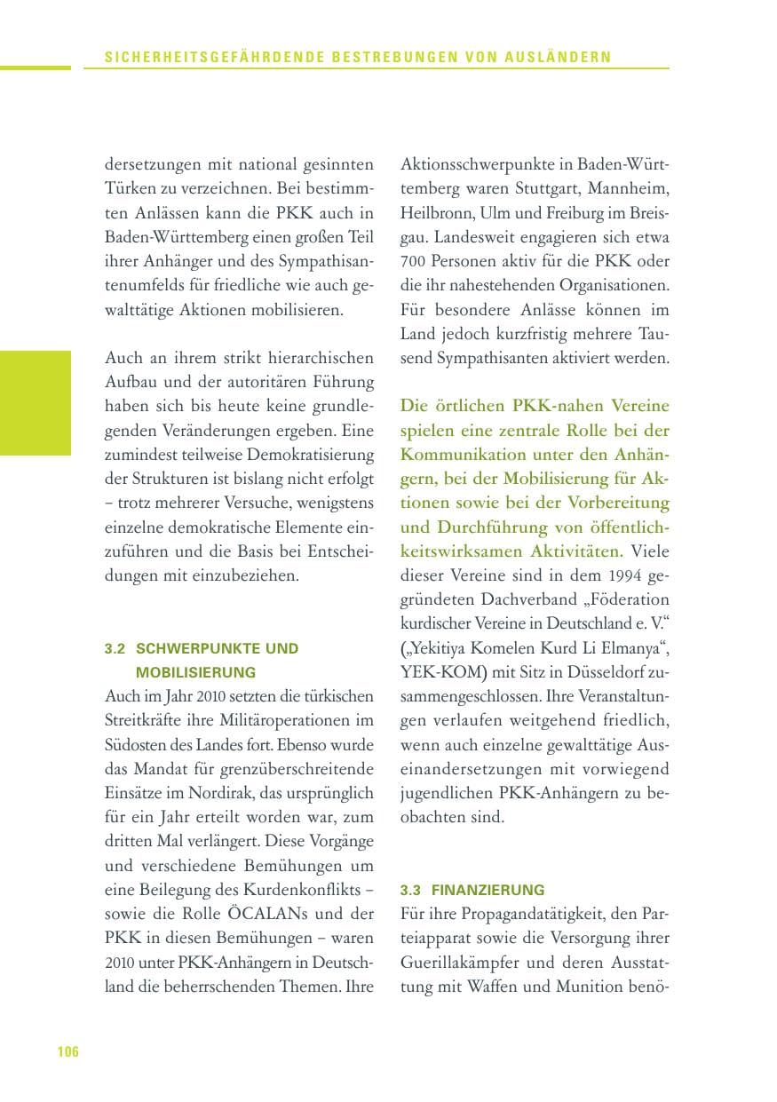 Seite 104 des Verfassungsschutzbericht 2010 Baden-Württemberg