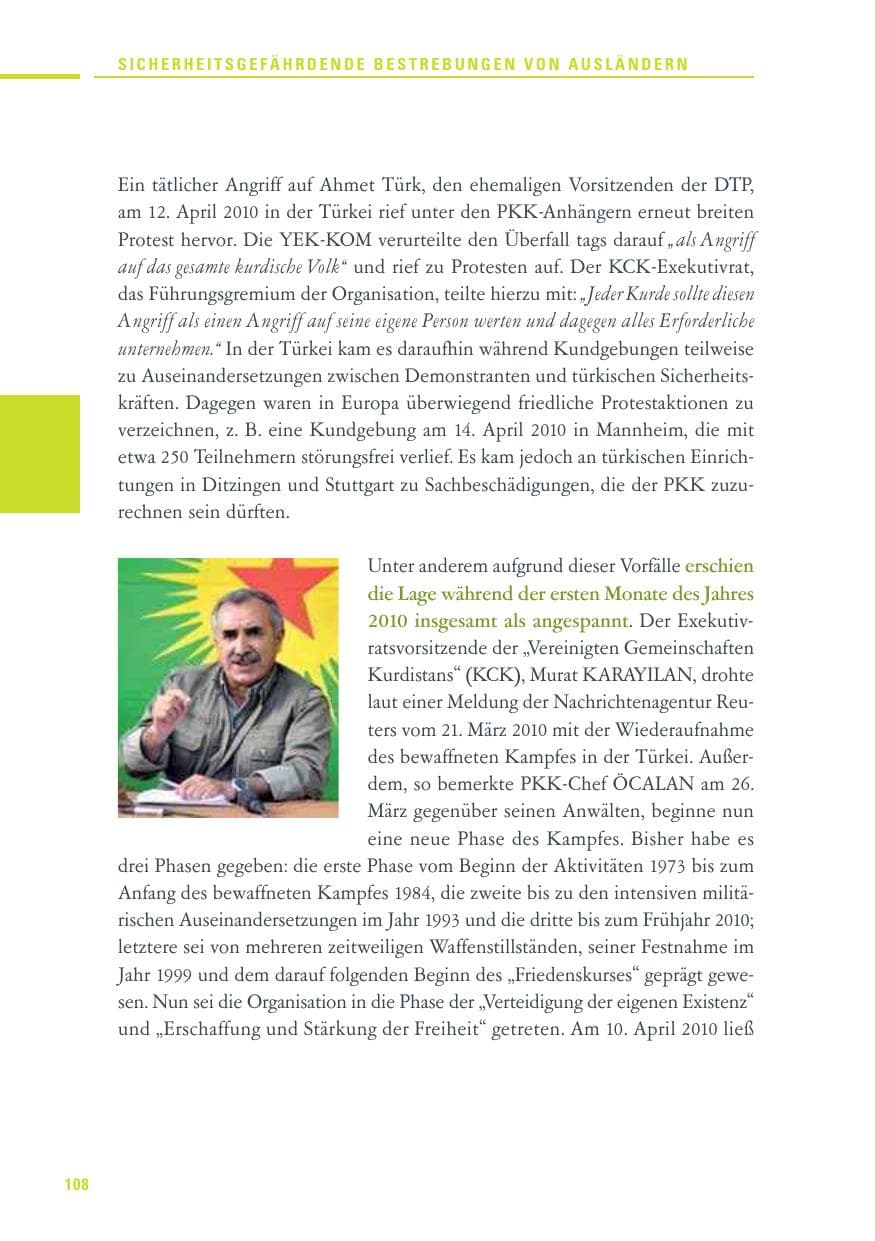 Seite 106 des Verfassungsschutzbericht 2010 Baden-Württemberg