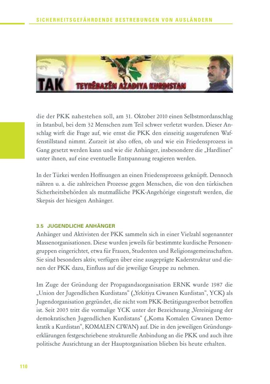 Seite 108 des Verfassungsschutzbericht 2010 Baden-Württemberg