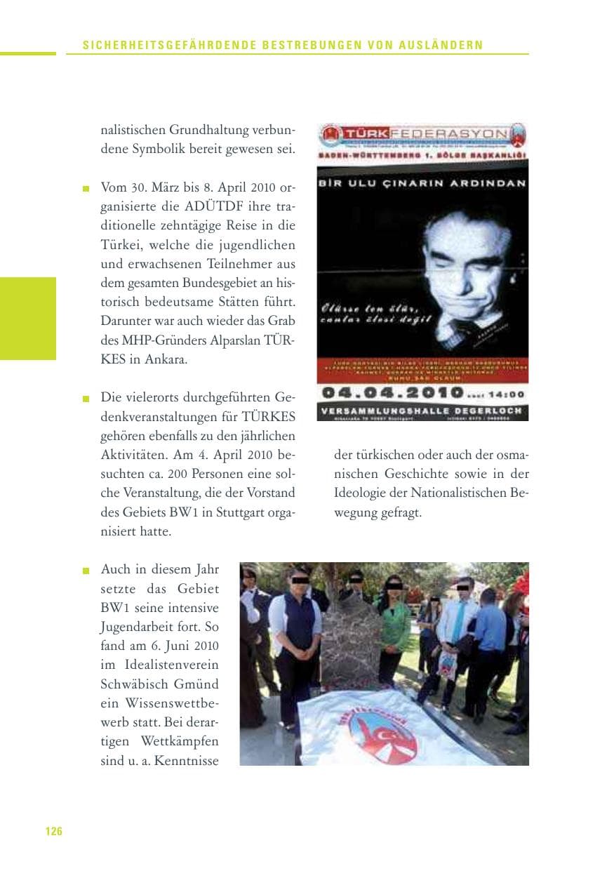 Seite 124 des Verfassungsschutzbericht 2010 Baden-Württemberg
