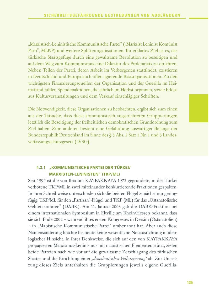 Seite 133 des Verfassungsschutzbericht 2010 Baden-Württemberg