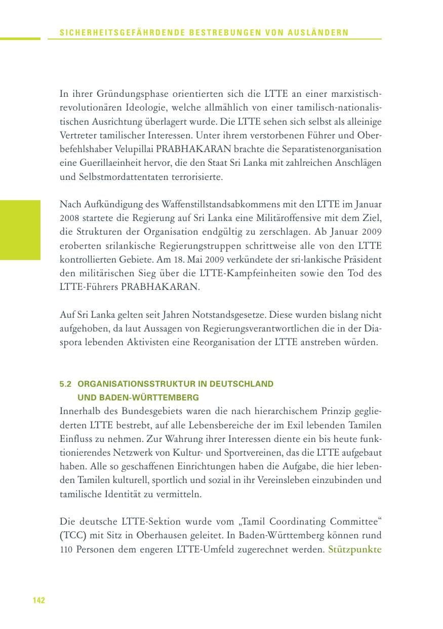 Seite 140 des Verfassungsschutzbericht 2010 Baden-Württemberg