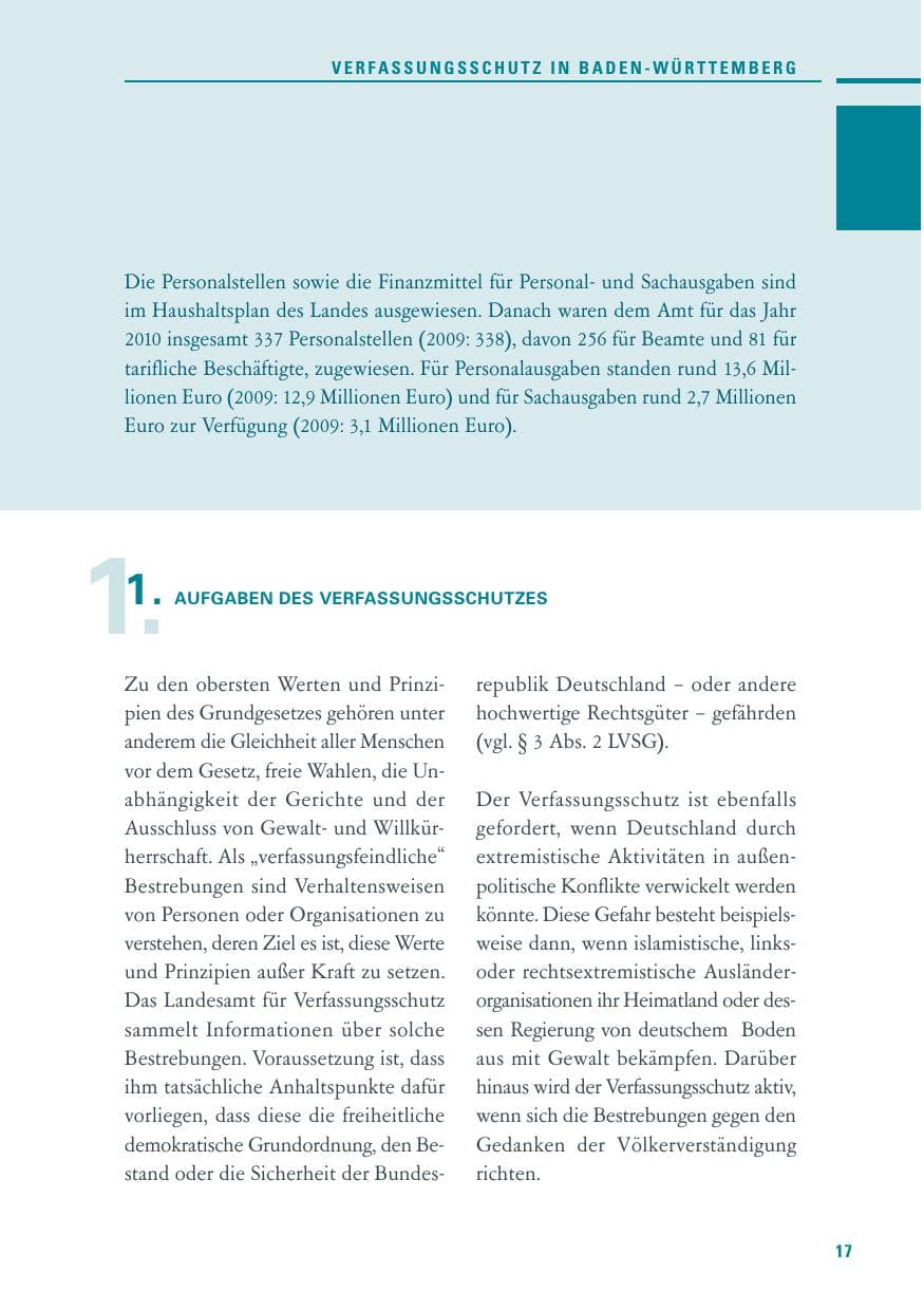 Seite 15 des Verfassungsschutzbericht 2010 Baden-Württemberg