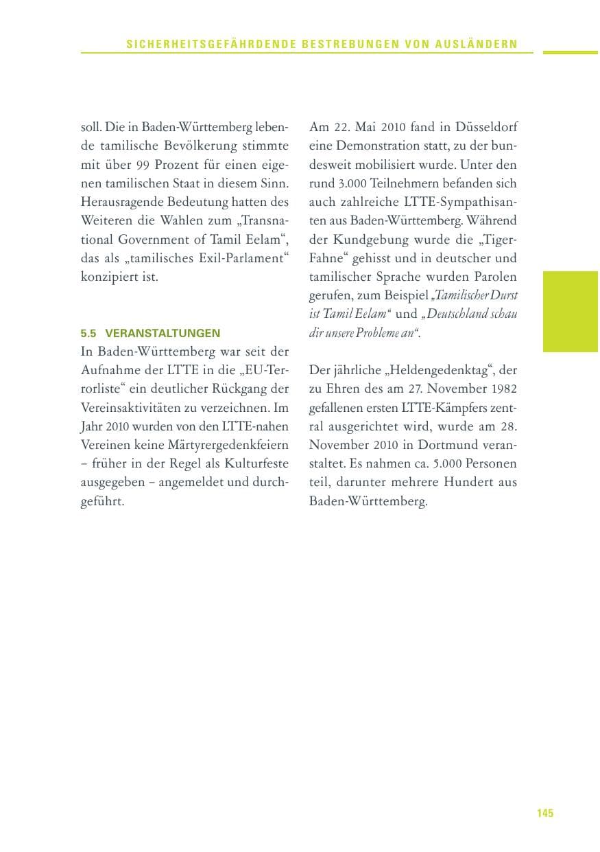 Seite 143 des Verfassungsschutzbericht 2010 Baden-Württemberg