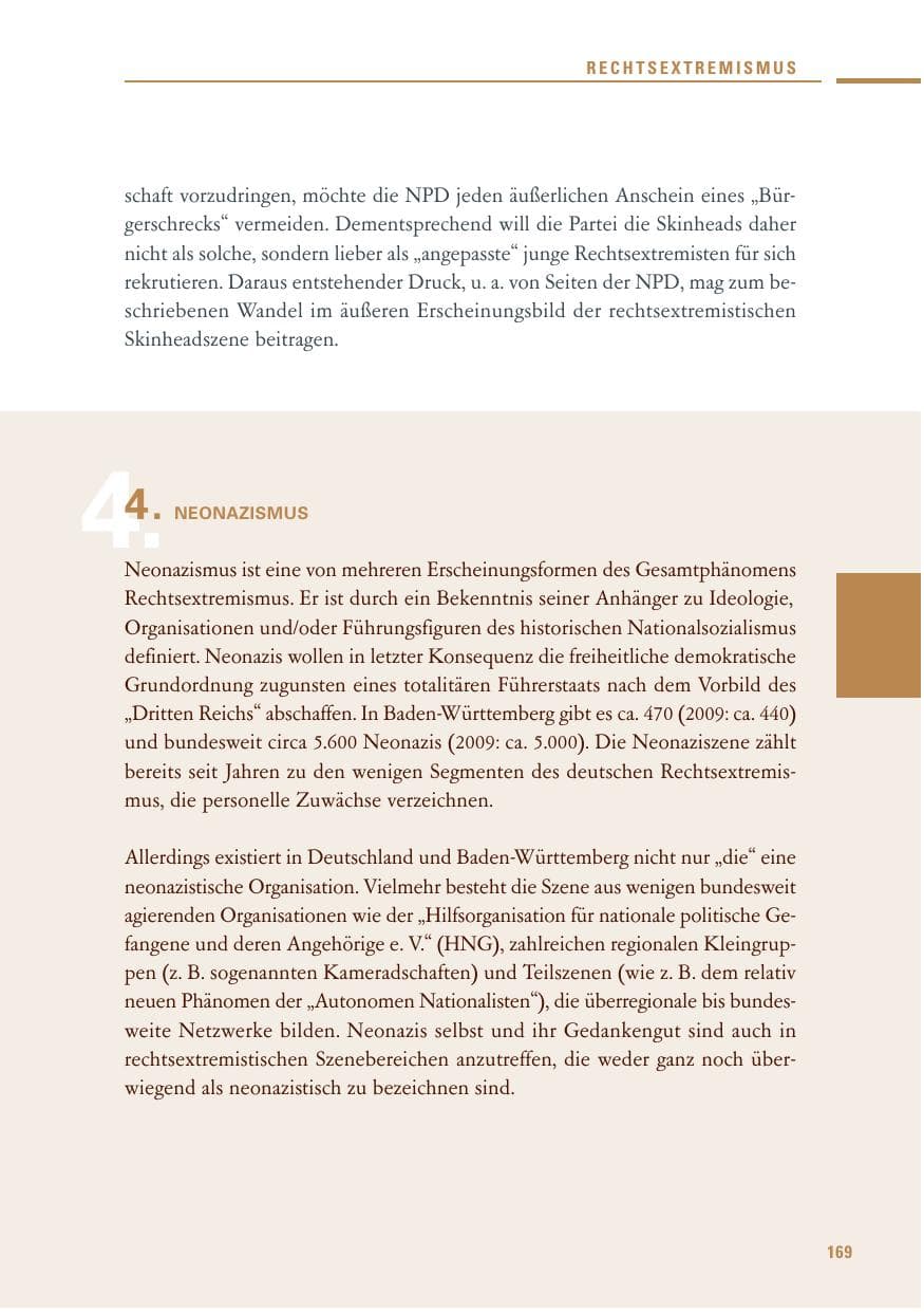 Seite 167 des Verfassungsschutzbericht 2010 Baden-Württemberg