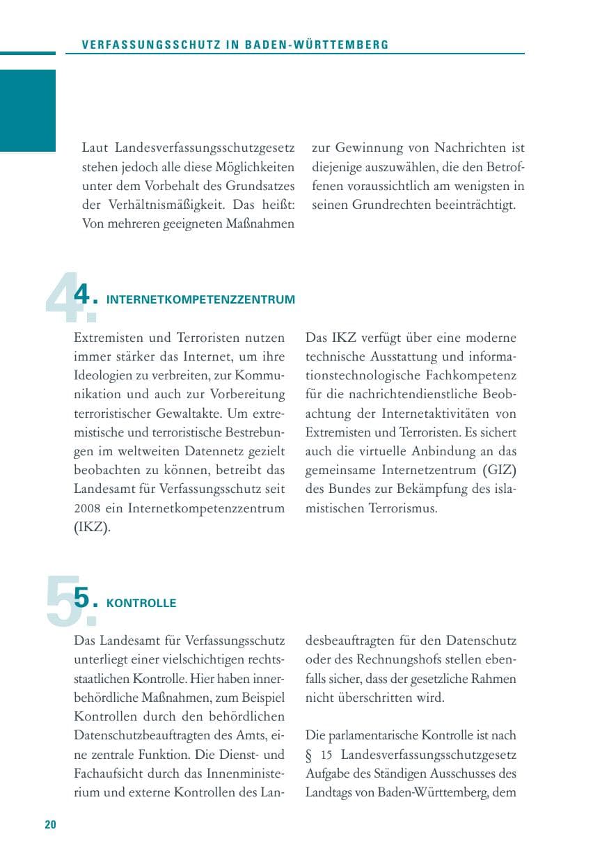Seite 18 des Verfassungsschutzbericht 2010 Baden-Württemberg
