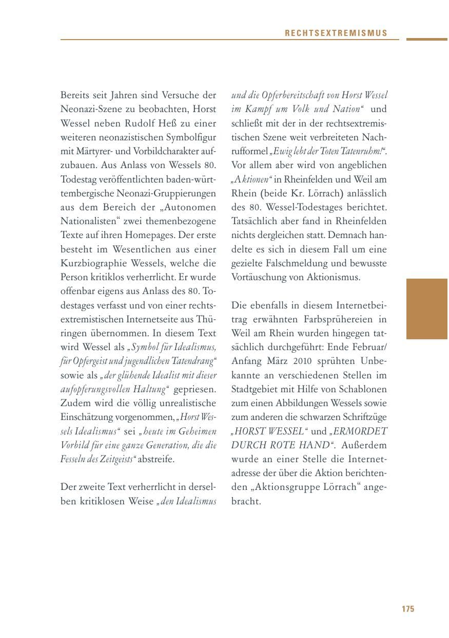 Seite 173 des Verfassungsschutzbericht 2010 Baden-Württemberg