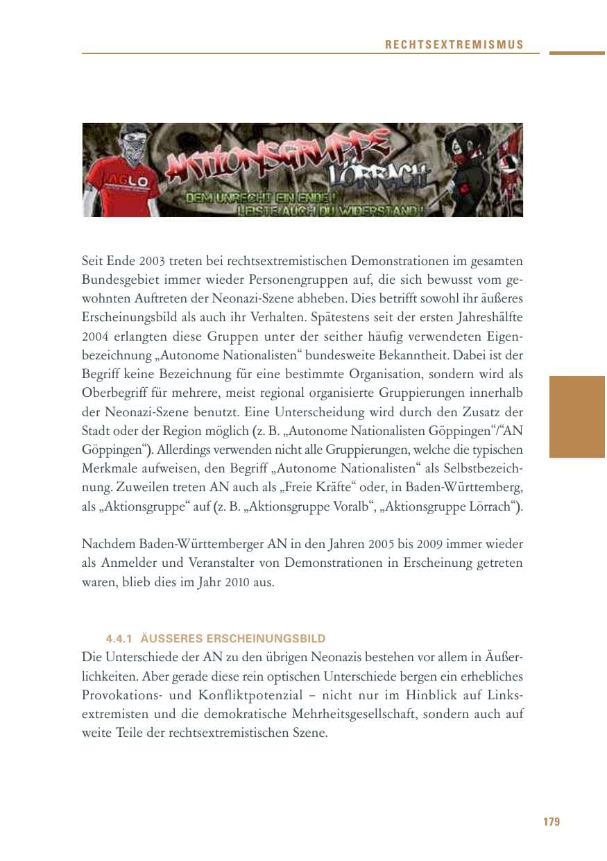 Seite 177 des Verfassungsschutzbericht 2010 Baden-Württemberg