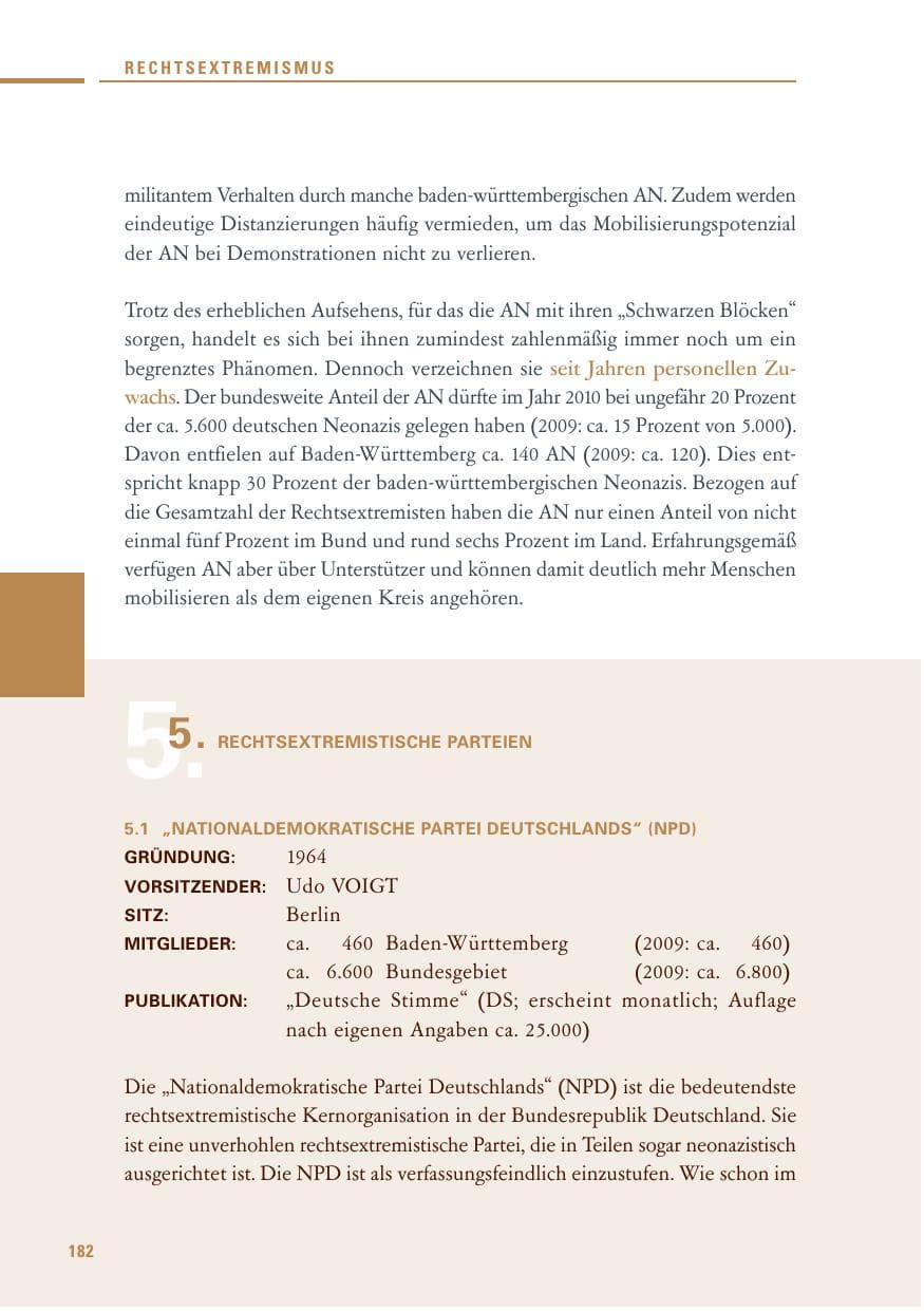 Seite 180 des Verfassungsschutzbericht 2010 Baden-Württemberg