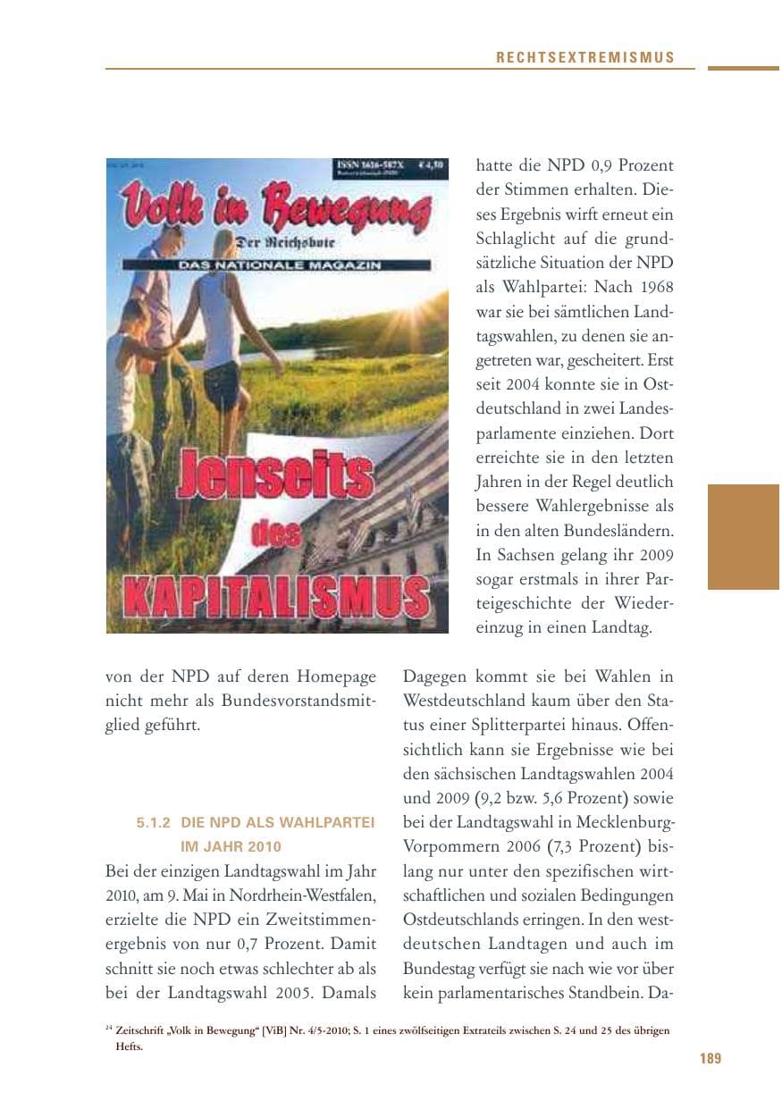 Seite 187 des Verfassungsschutzbericht 2010 Baden-Württemberg