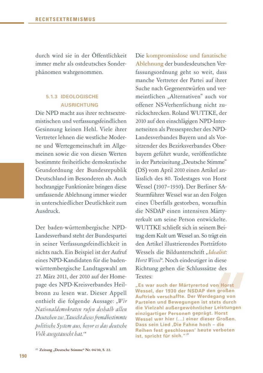 Seite 188 des Verfassungsschutzbericht 2010 Baden-Württemberg