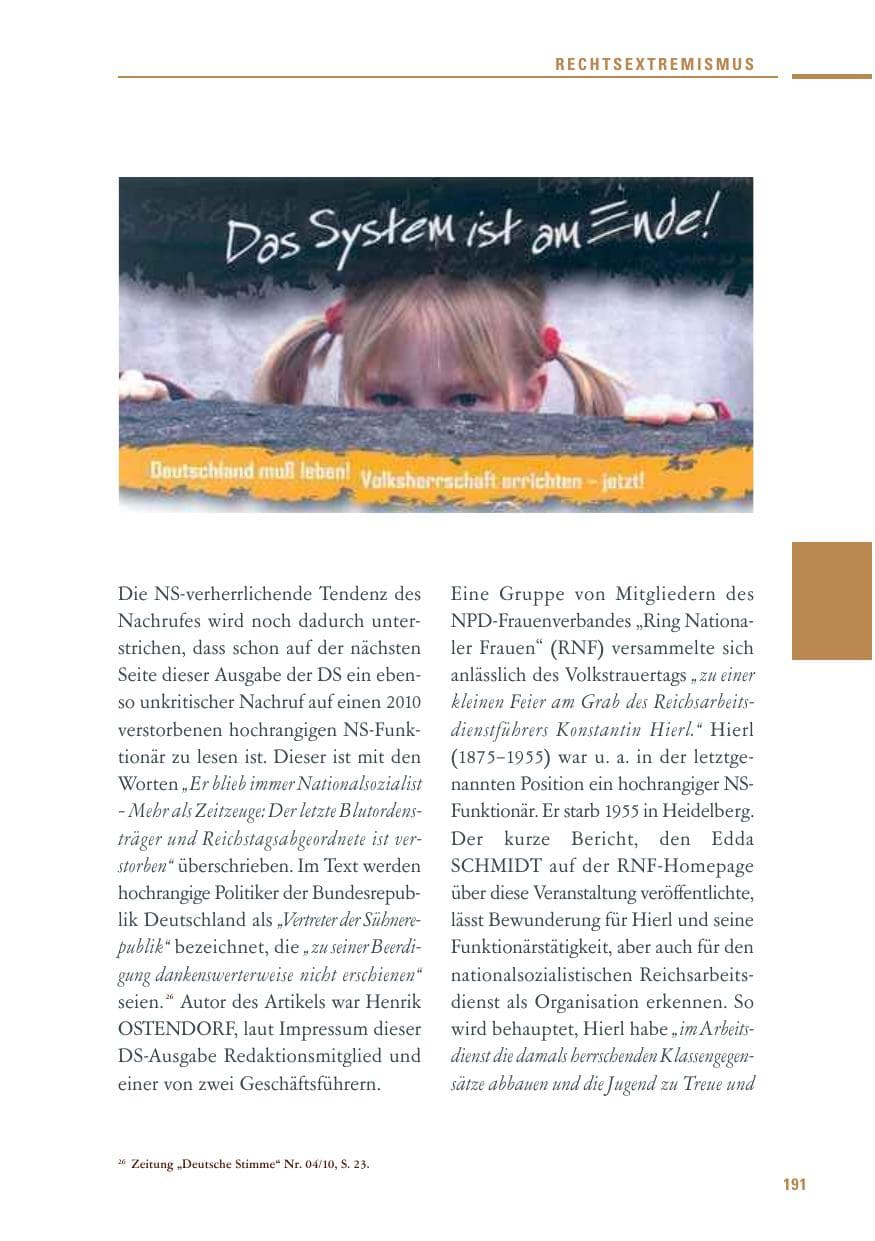Seite 189 des Verfassungsschutzbericht 2010 Baden-Württemberg