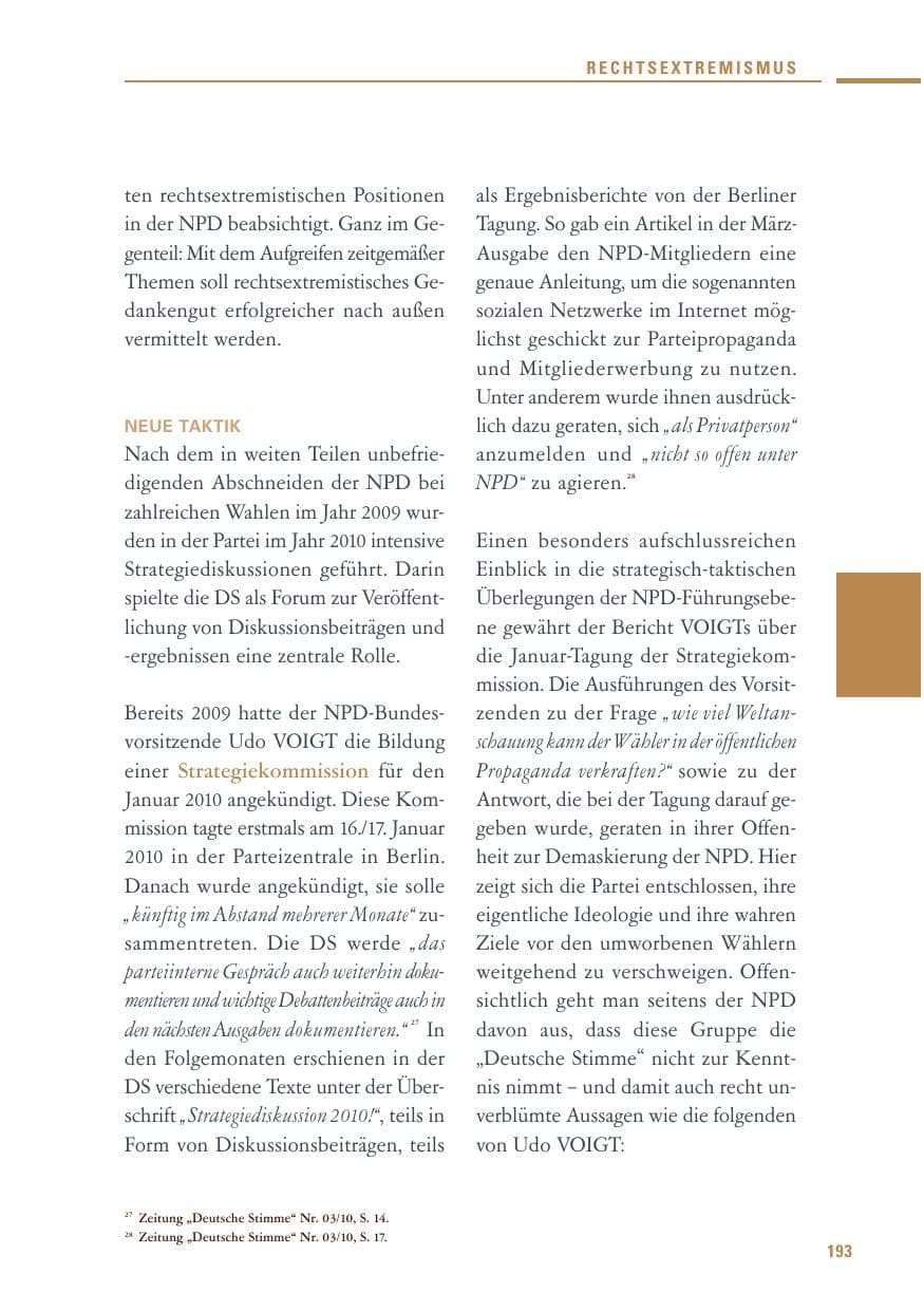 Seite 191 des Verfassungsschutzbericht 2010 Baden-Württemberg