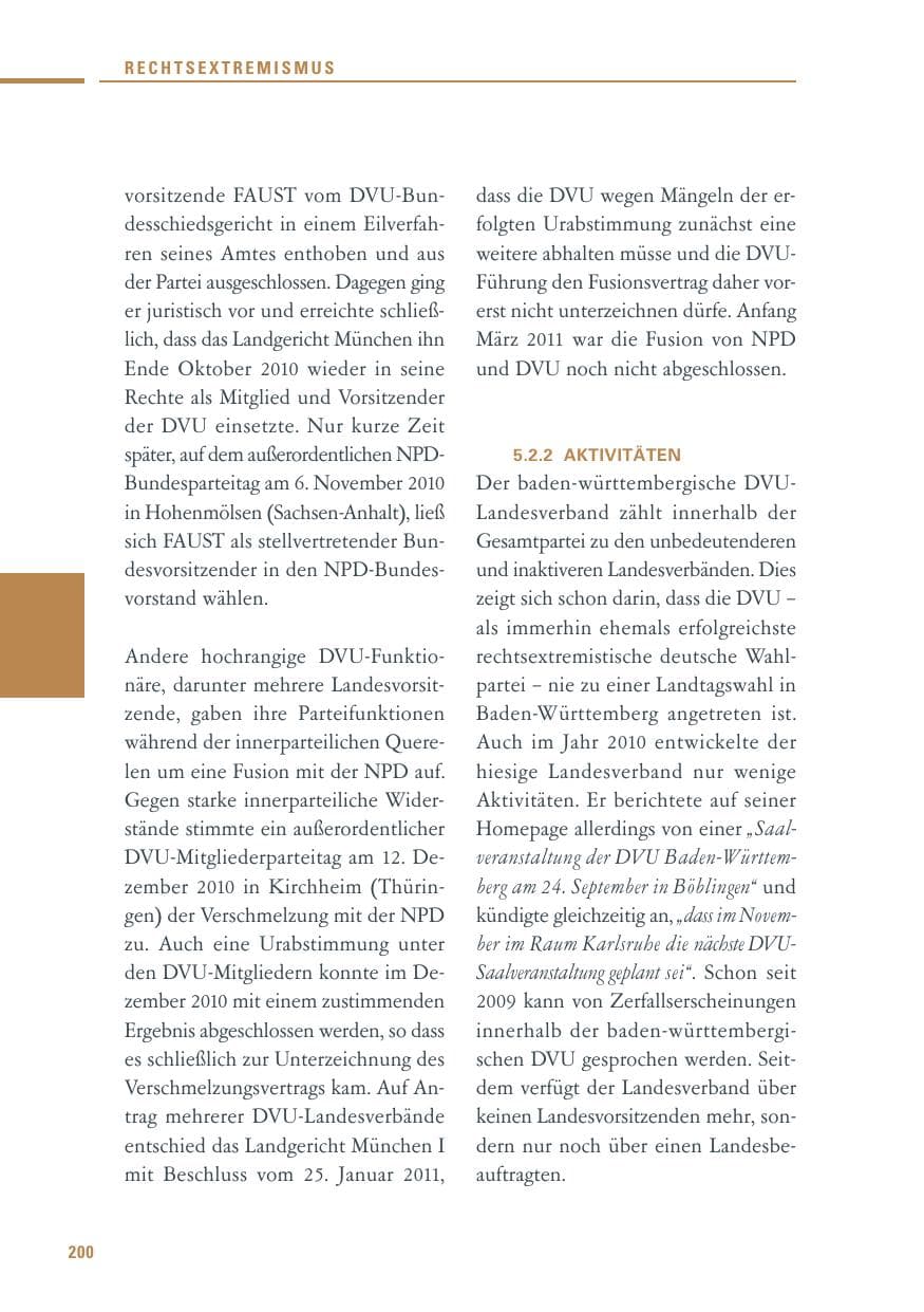 Seite 198 des Verfassungsschutzbericht 2010 Baden-Württemberg