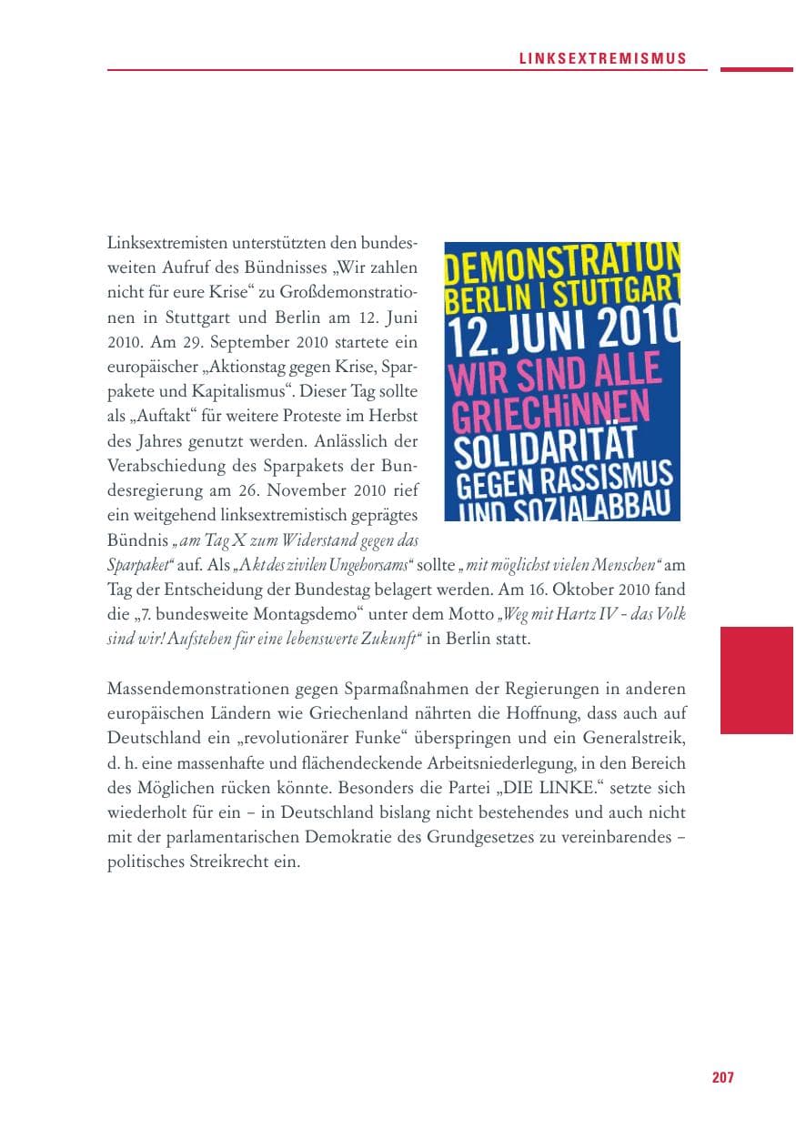 Seite 205 des Verfassungsschutzbericht 2010 Baden-Württemberg