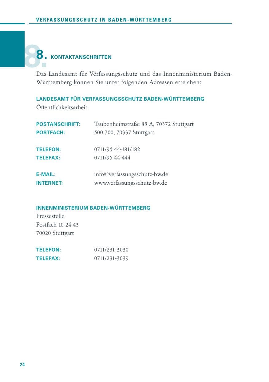 Seite 22 des Verfassungsschutzbericht 2010 Baden-Württemberg