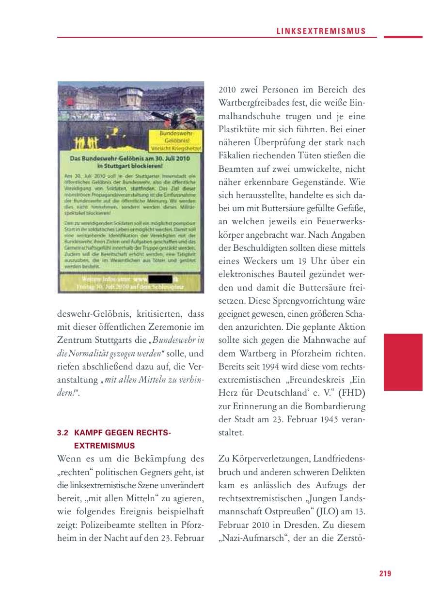 Seite 217 des Verfassungsschutzbericht 2010 Baden-Württemberg
