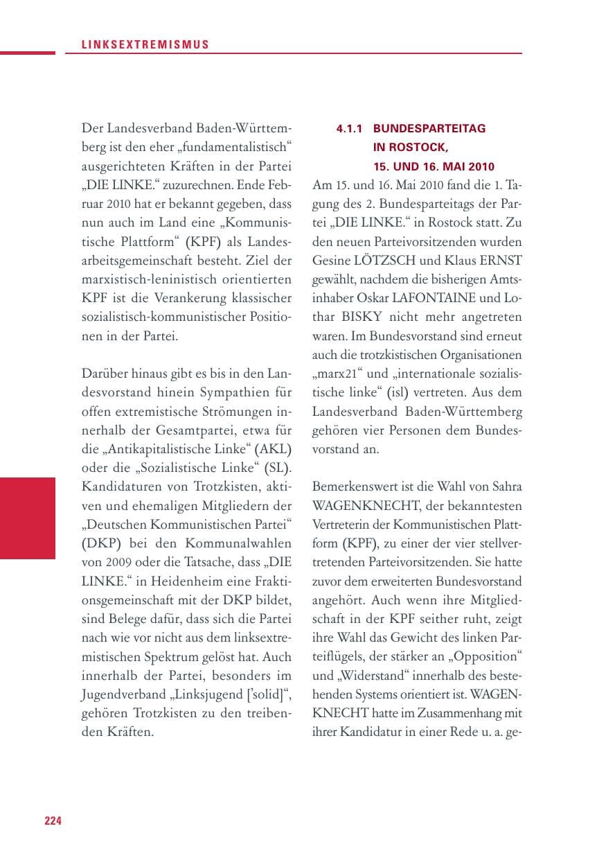 Seite 222 des Verfassungsschutzbericht 2010 Baden-Württemberg