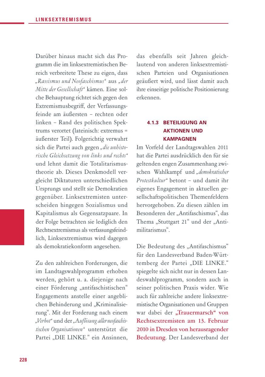 Seite 226 des Verfassungsschutzbericht 2010 Baden-Württemberg