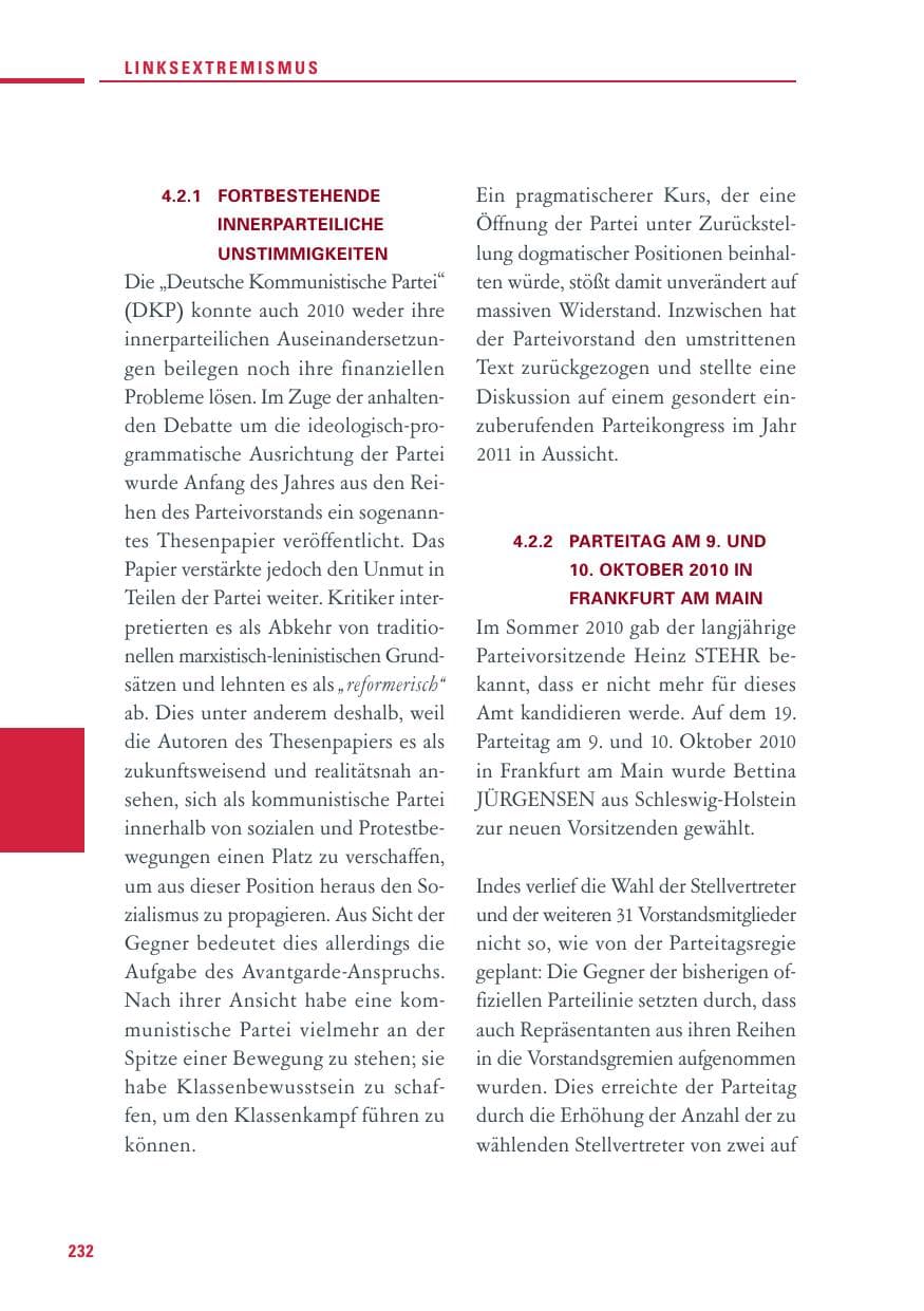 Seite 230 des Verfassungsschutzbericht 2010 Baden-Württemberg