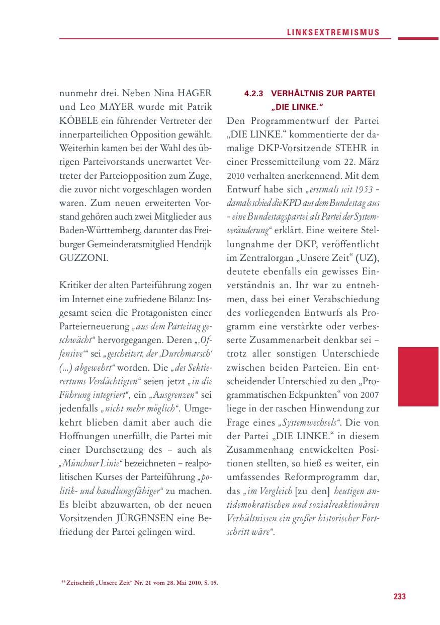 Seite 231 des Verfassungsschutzbericht 2010 Baden-Württemberg