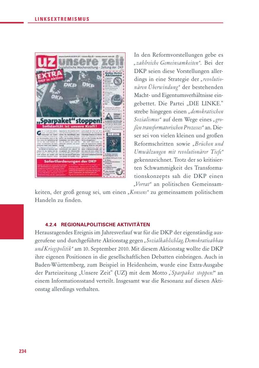 Seite 232 des Verfassungsschutzbericht 2010 Baden-Württemberg