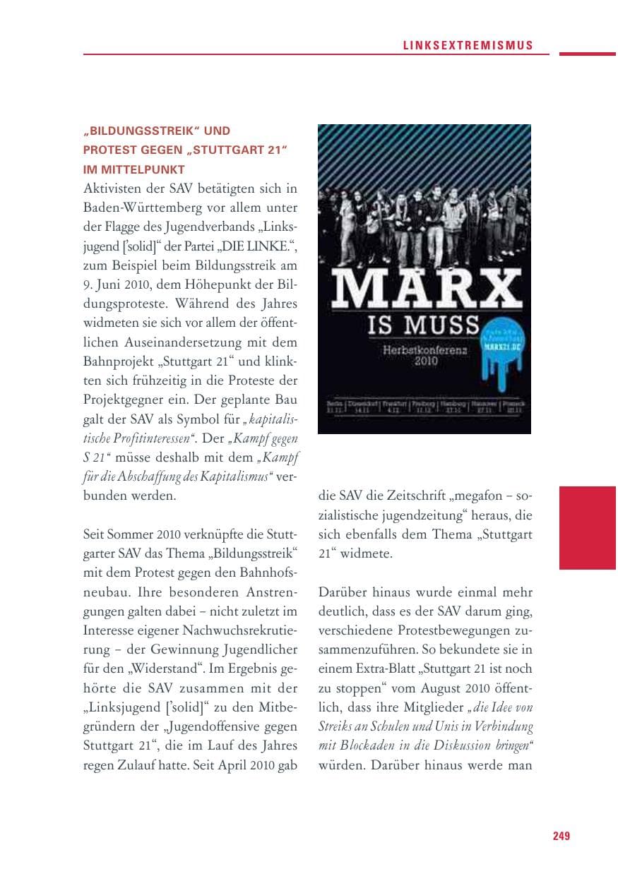 Seite 247 des Verfassungsschutzbericht 2010 Baden-Württemberg