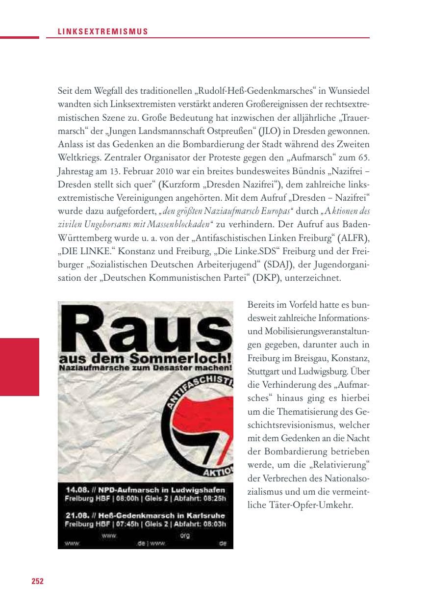 Seite 250 des Verfassungsschutzbericht 2010 Baden-Württemberg