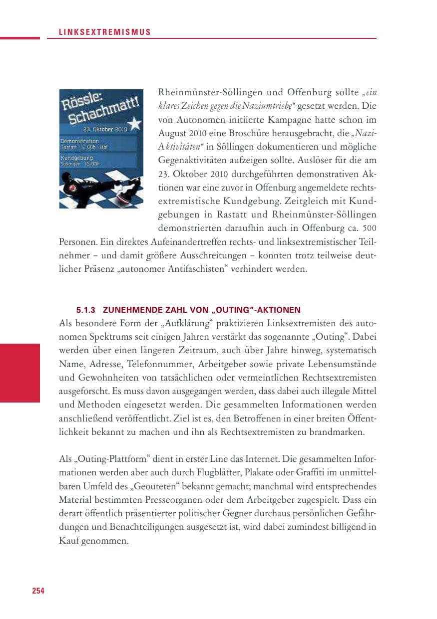 Seite 252 des Verfassungsschutzbericht 2010 Baden-Württemberg