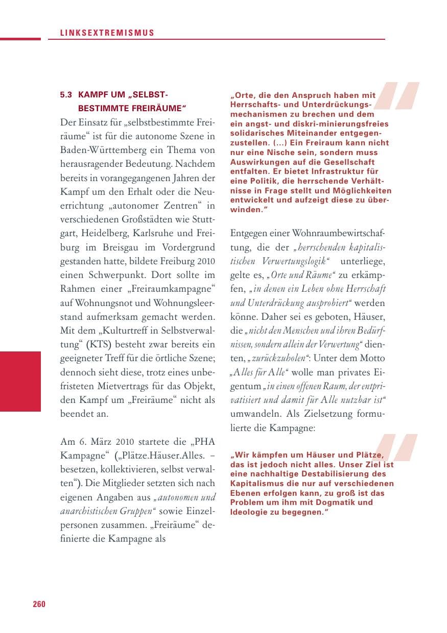 Seite 258 des Verfassungsschutzbericht 2010 Baden-Württemberg