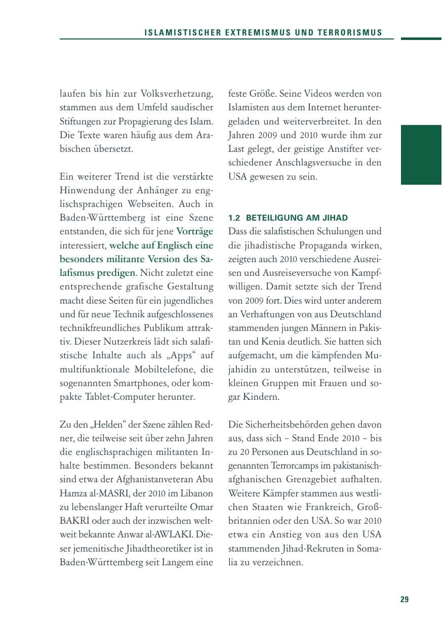 Seite 27 des Verfassungsschutzbericht 2010 Baden-Württemberg