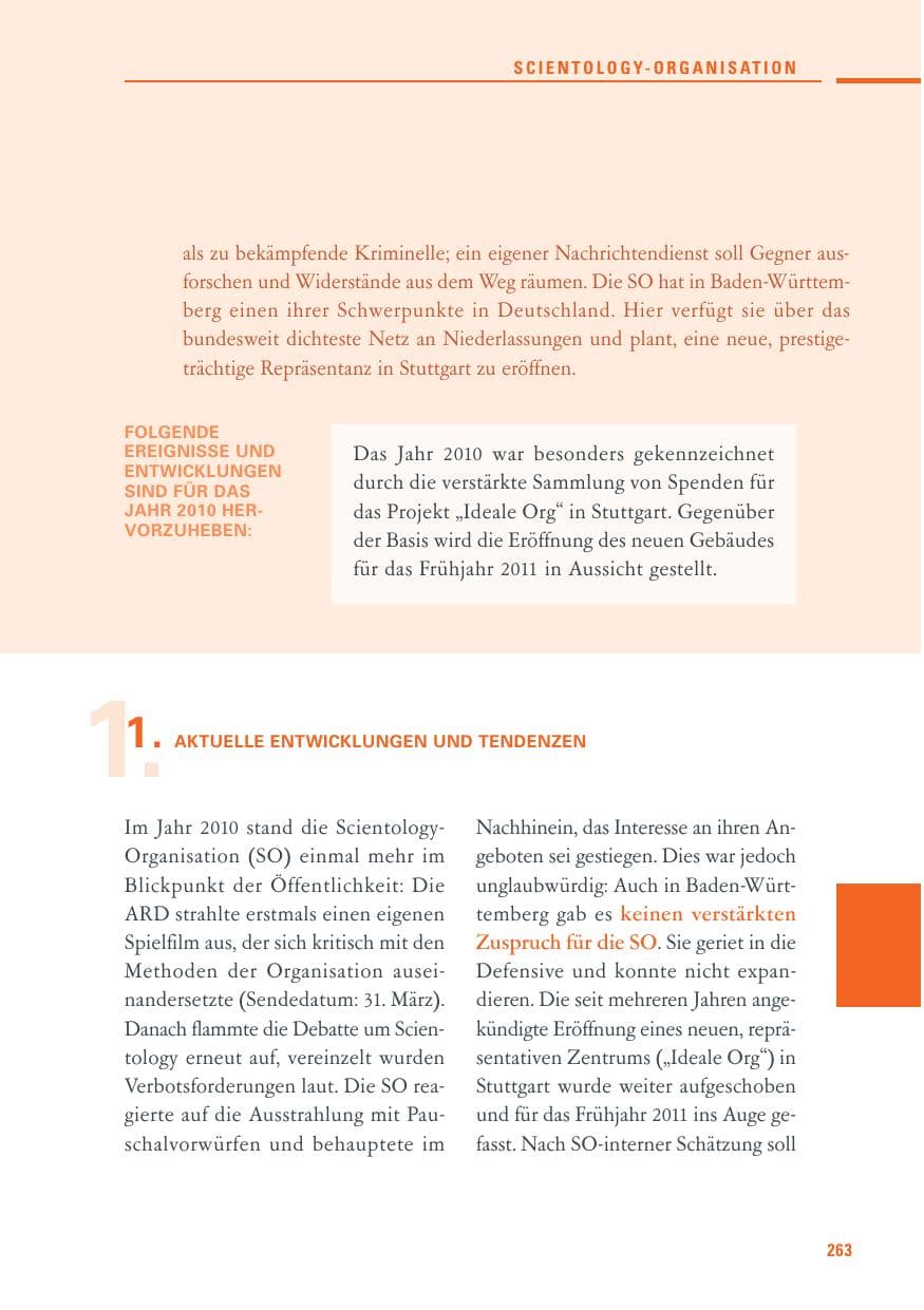 Seite 261 des Verfassungsschutzbericht 2010 Baden-Württemberg