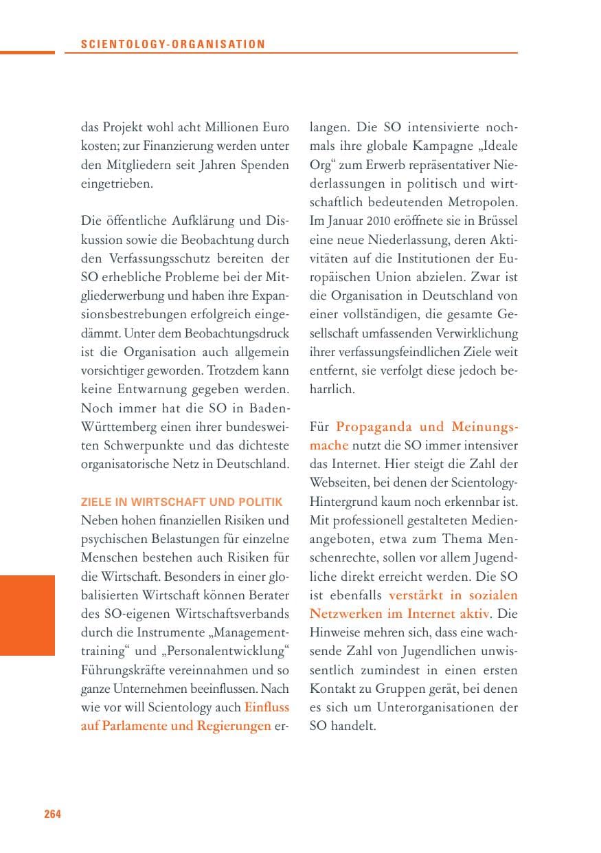 Seite 262 des Verfassungsschutzbericht 2010 Baden-Württemberg