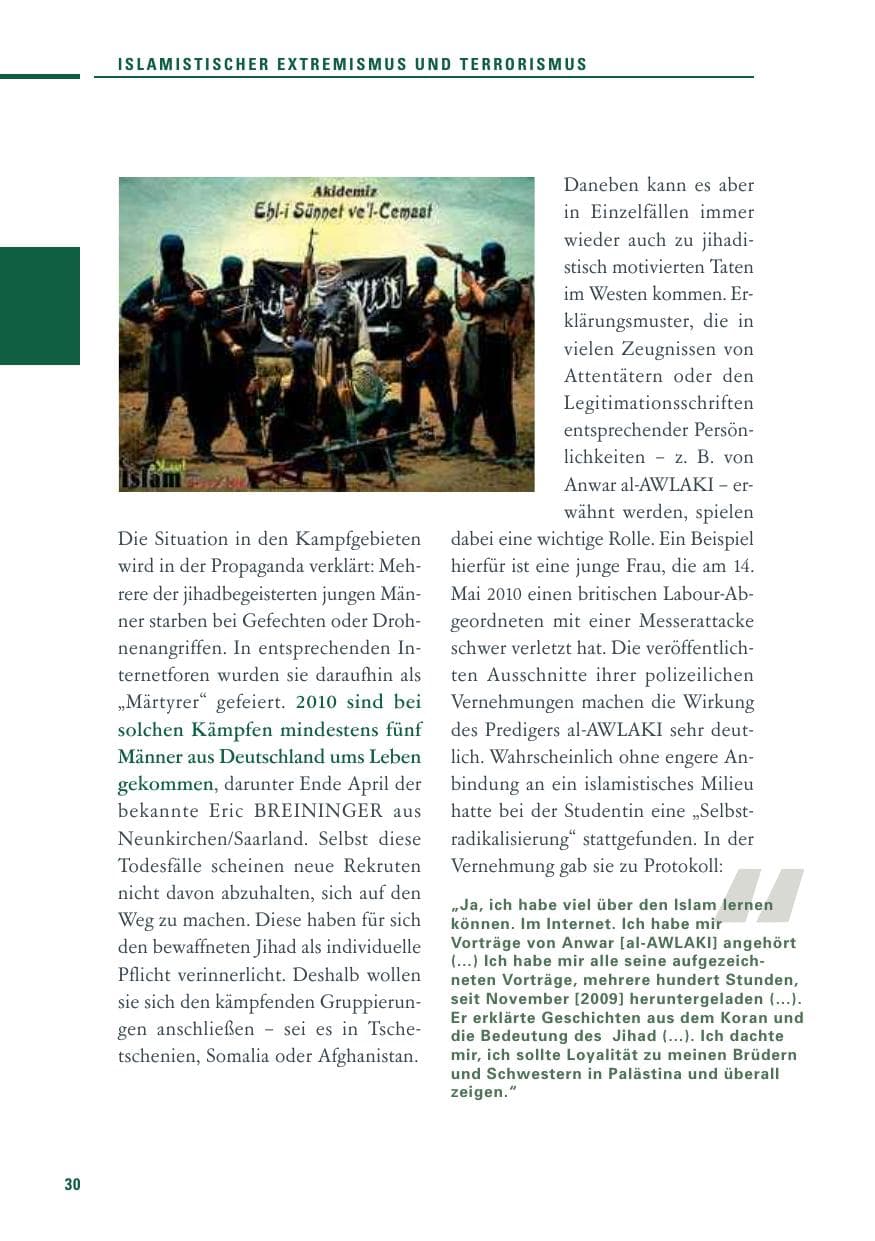 Seite 28 des Verfassungsschutzbericht 2010 Baden-Württemberg