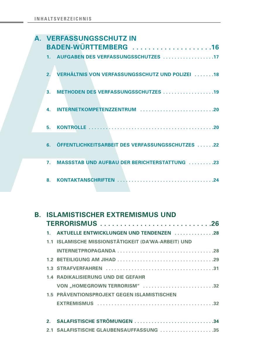 Seite 4 des Verfassungsschutzbericht 2010 Baden-Württemberg
