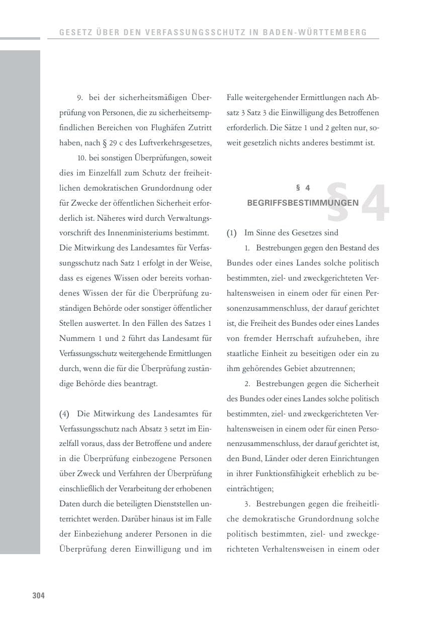 Seite 302 des Verfassungsschutzbericht 2010 Baden-Württemberg