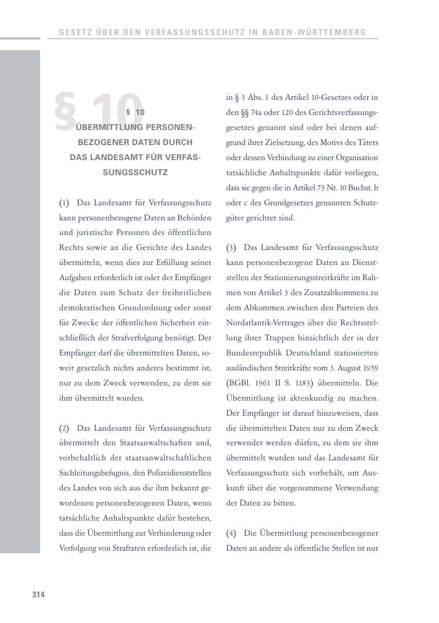Seite 312 des Verfassungsschutzbericht 2010 Baden-Württemberg