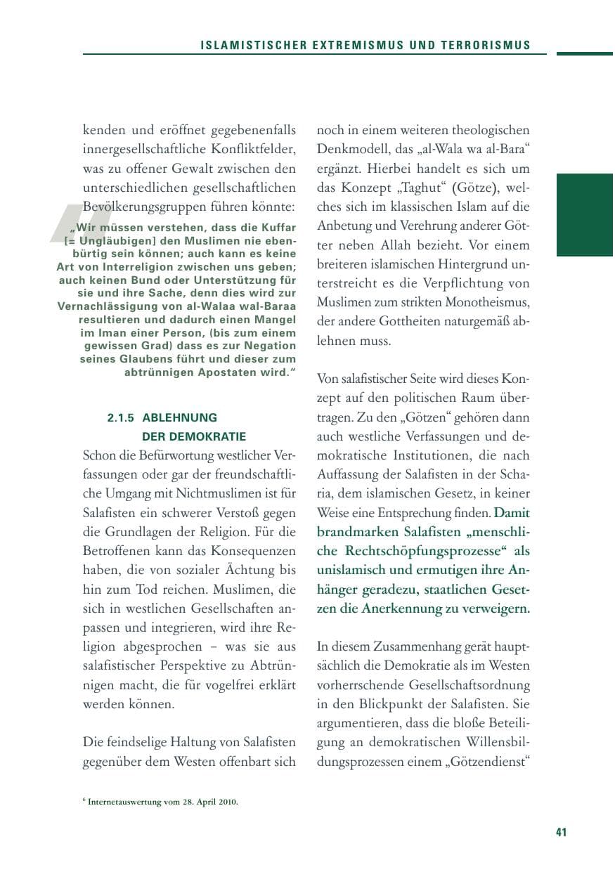 Seite 39 des Verfassungsschutzbericht 2010 Baden-Württemberg