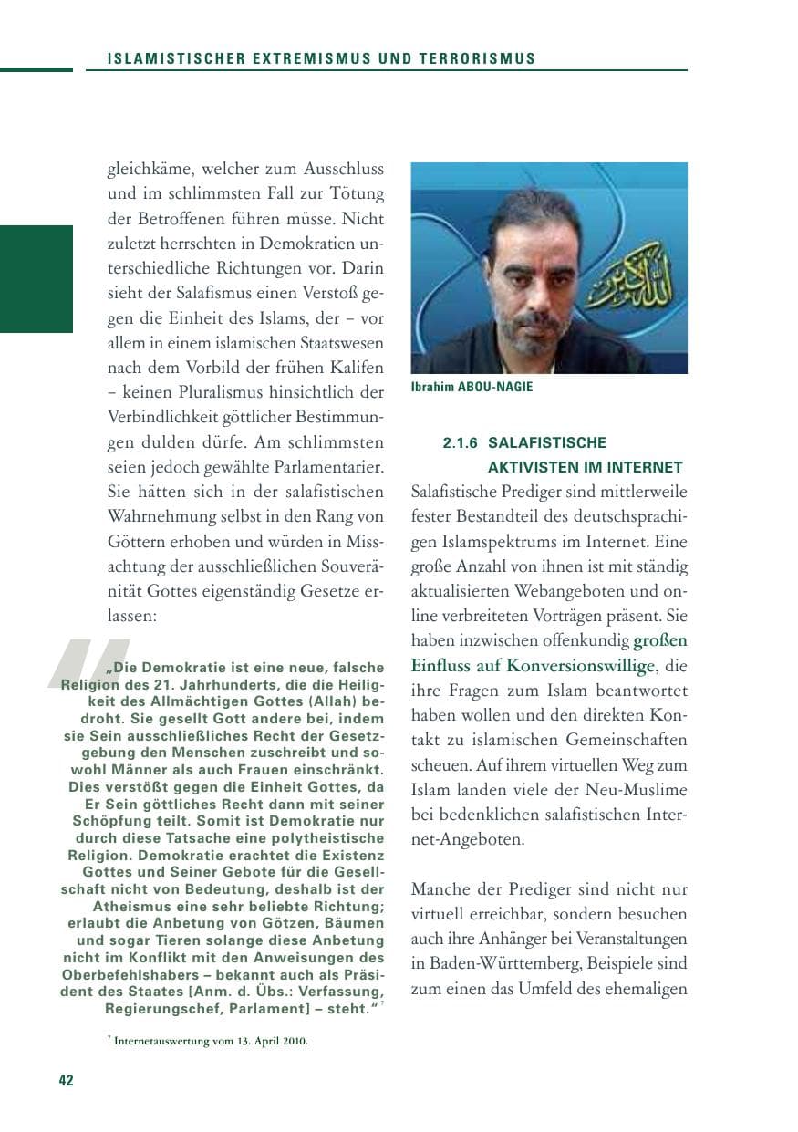 Seite 40 des Verfassungsschutzbericht 2010 Baden-Württemberg